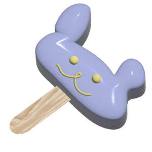 紫のくまのアイスクリーム　3D