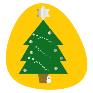クリスマスツリーと小さな雪だるま